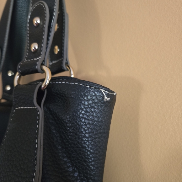 B. Lush Black Shoulder Bag With Rivet Accents - Picture 8 of 9